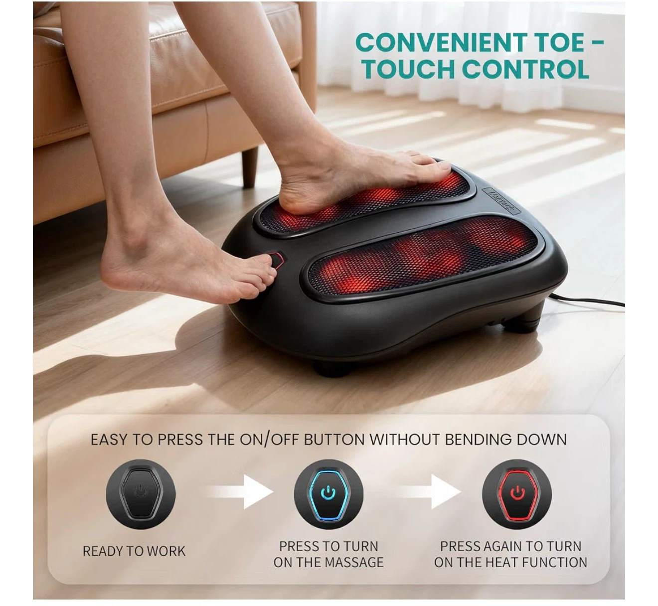 Nekteck Foot Shiatsu Massager with Heat - photo 4