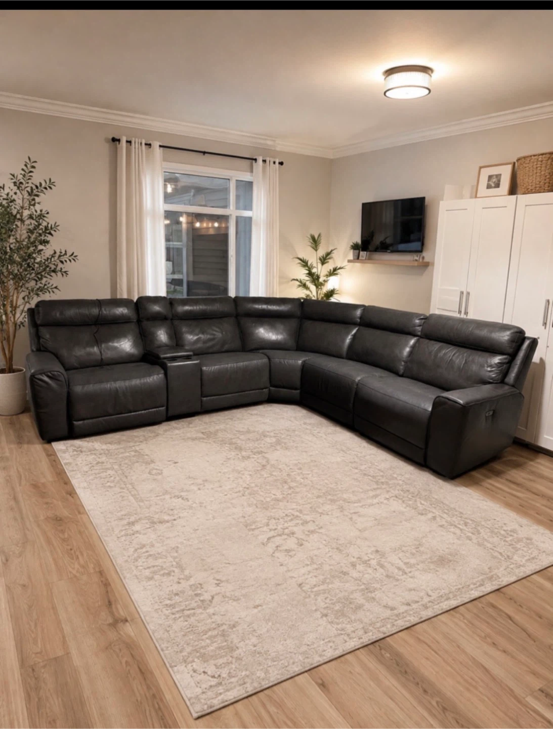 Leather Sectional Sofa with Recliners ( Delivery Available )