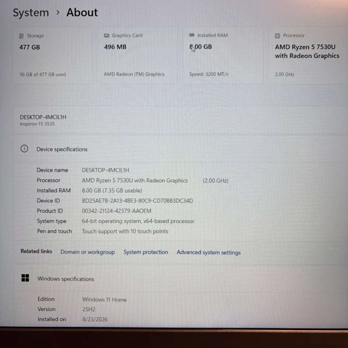 Dell Inspiron 15 3535 | 8GB RAM | 512GB SSD - photo 5