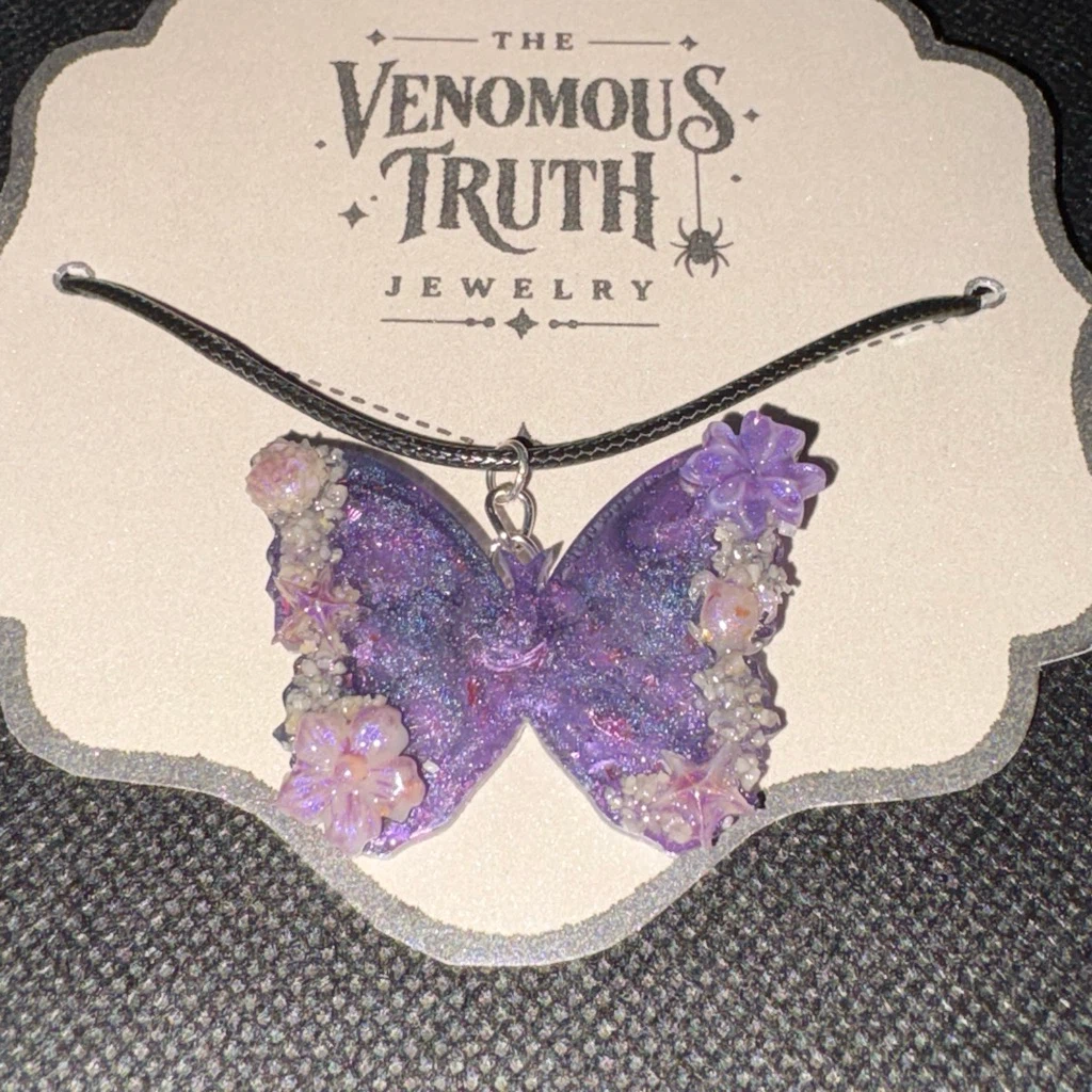 The Venomous Truth Jewelry Purple Butterfly Necklace
