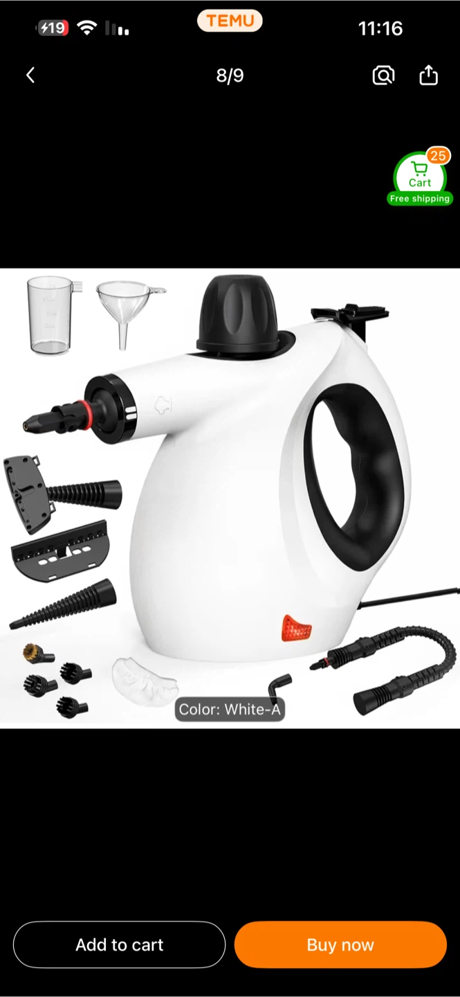 White Handheld Steam Cleaner with Accessories