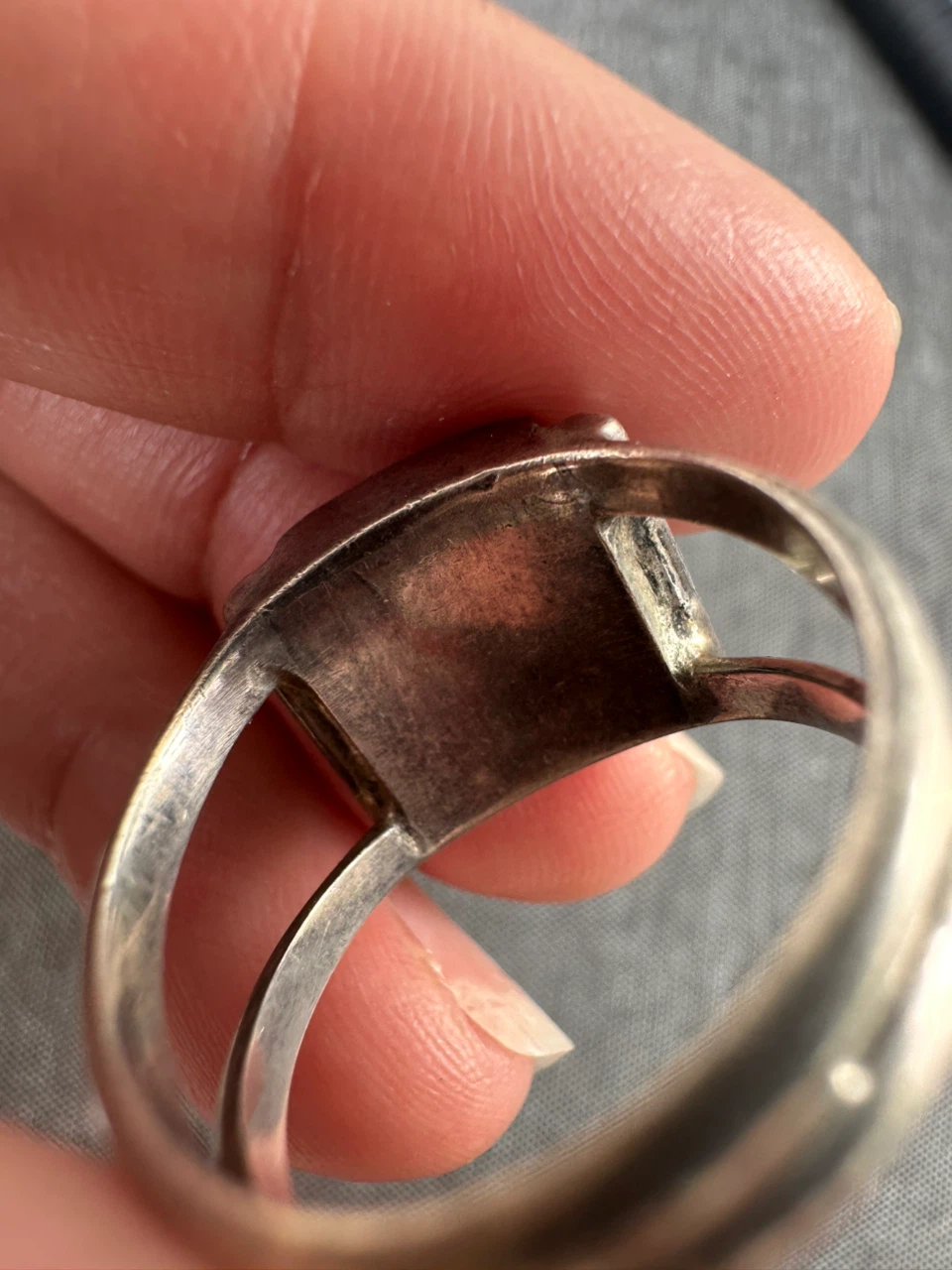 Vintage Sterling Silver Ring with Larimar/RARE Green Amber - photo 4