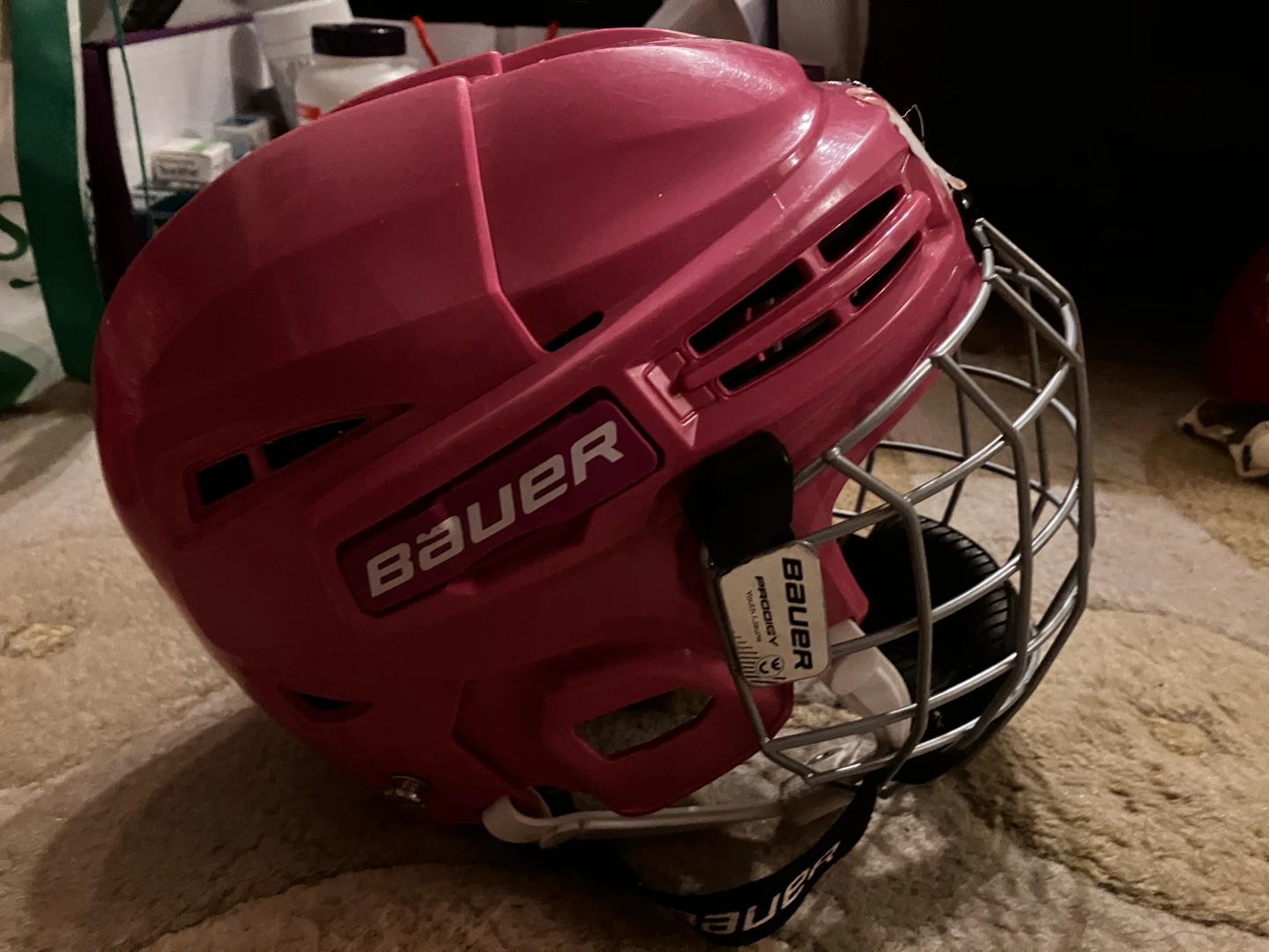 Pink Youth Ice Hockey Helmet with Cage
