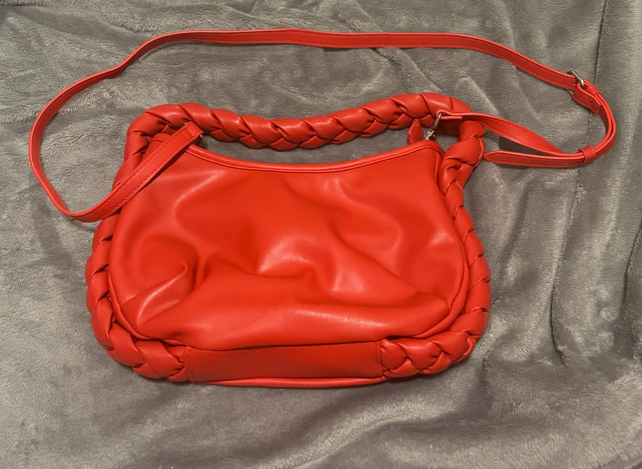 Red Shoulder Bag with Braided Handle - photo 2