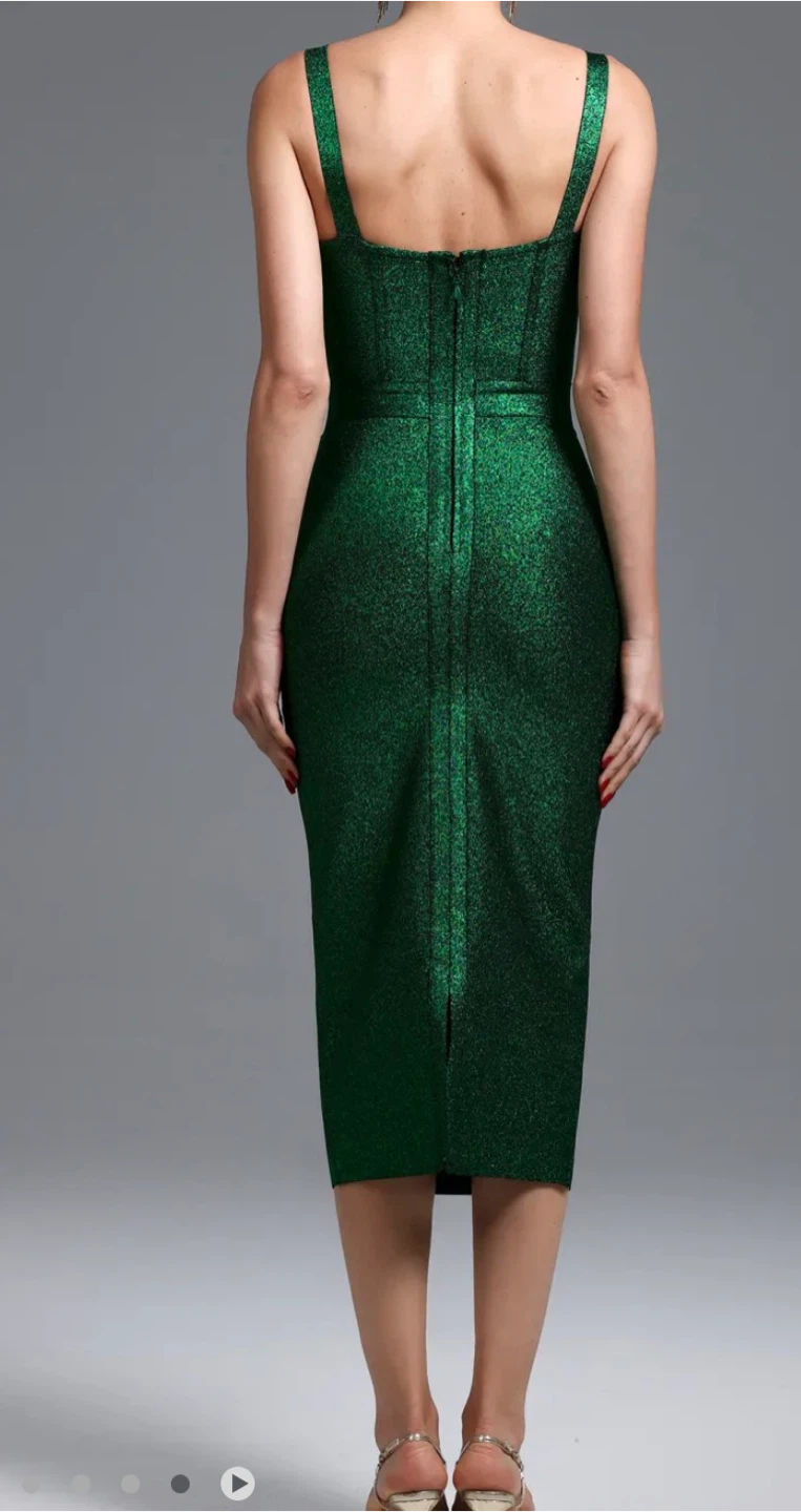 Sparkly Green Corset Midi Dress - photo 3