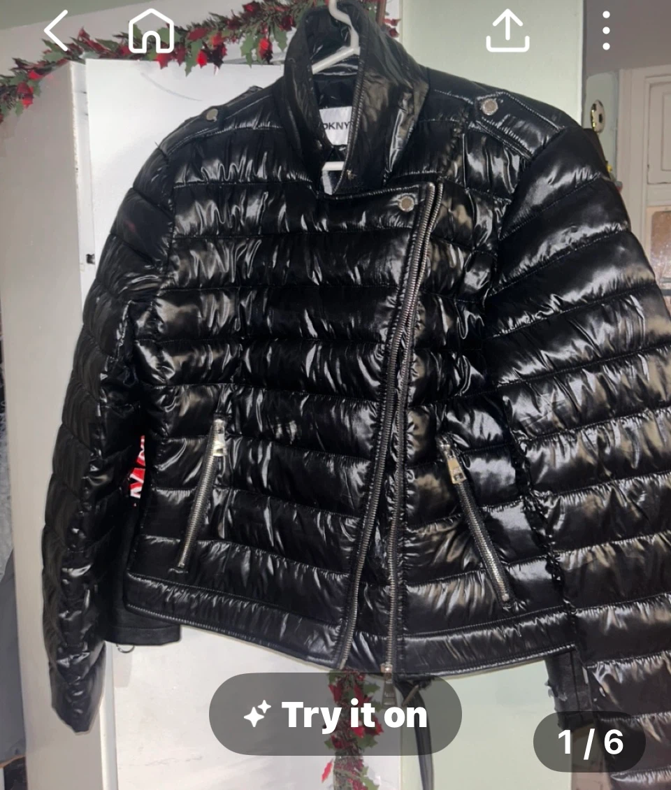 DKNY Jeans Black Puffer Moto Jacket