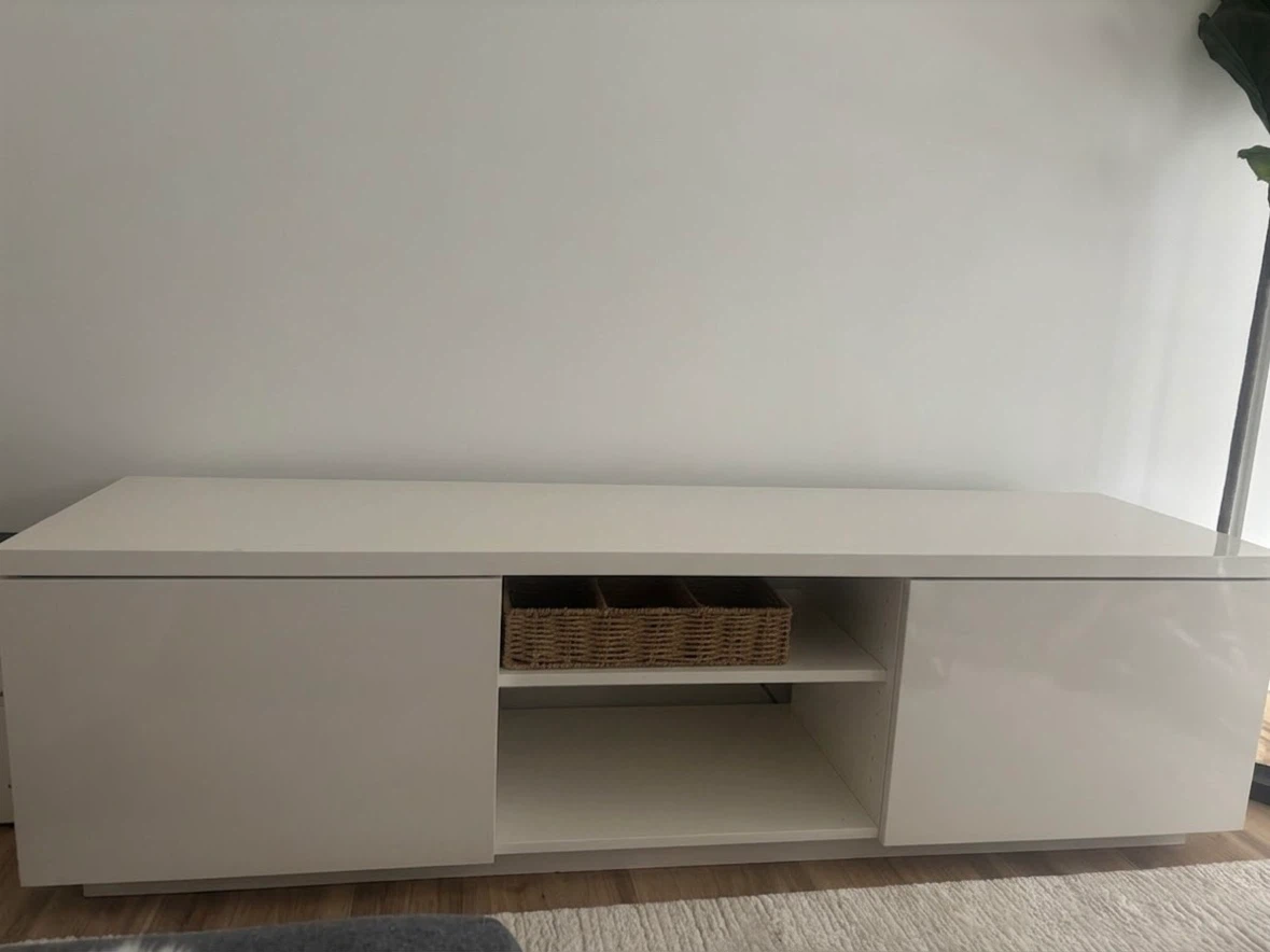 White Media Console TV Stand