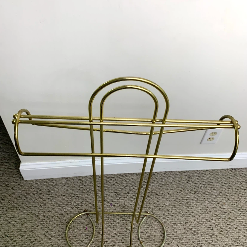 Vintage Brass Towel Rack Standing Bathroom Towel Holder Stand - photo 2