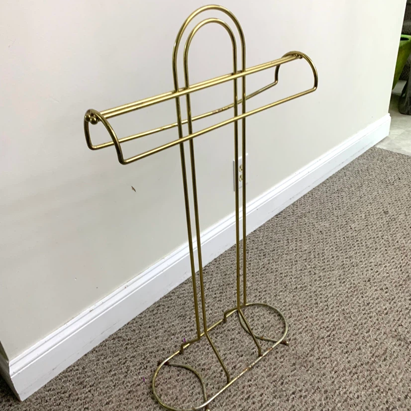 Vintage Brass Towel Rack Standing Bathroom Towel Holder Stand - photo 3