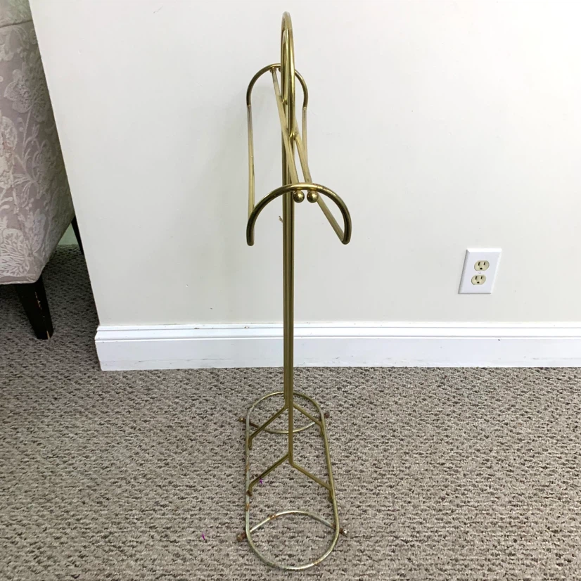 Vintage Brass Towel Rack Standing Bathroom Towel Holder Stand - photo 4