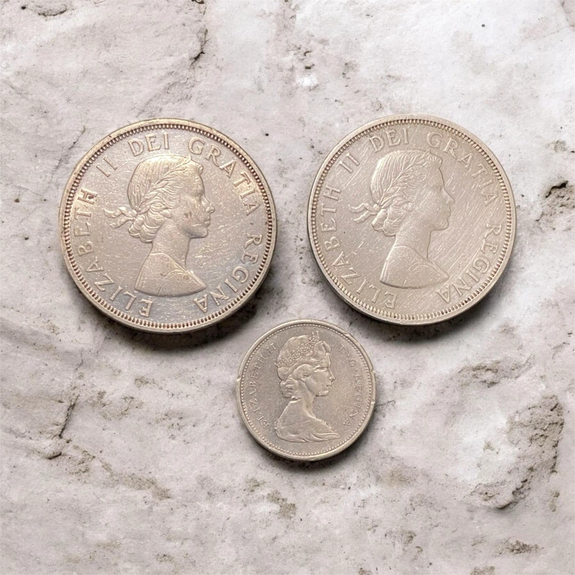 🇨🇦 1964 Canadian Silver Dollars + 1965 Silver Quarter 🪙