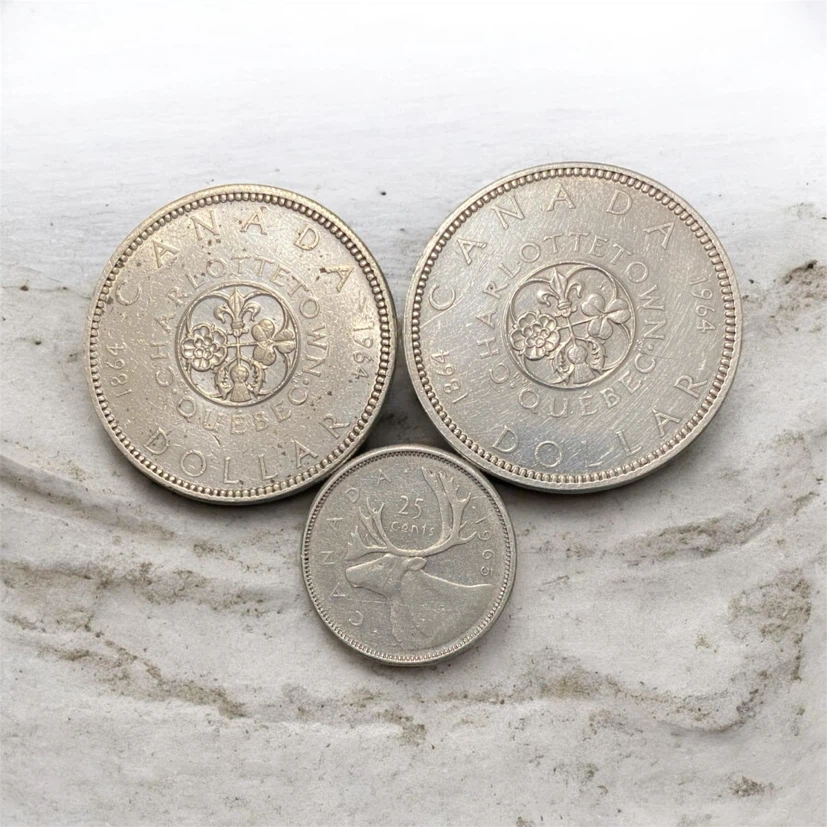 🇨🇦 1964 Canadian Silver Dollars + 1965 Silver Quarter 🪙 - photo 2