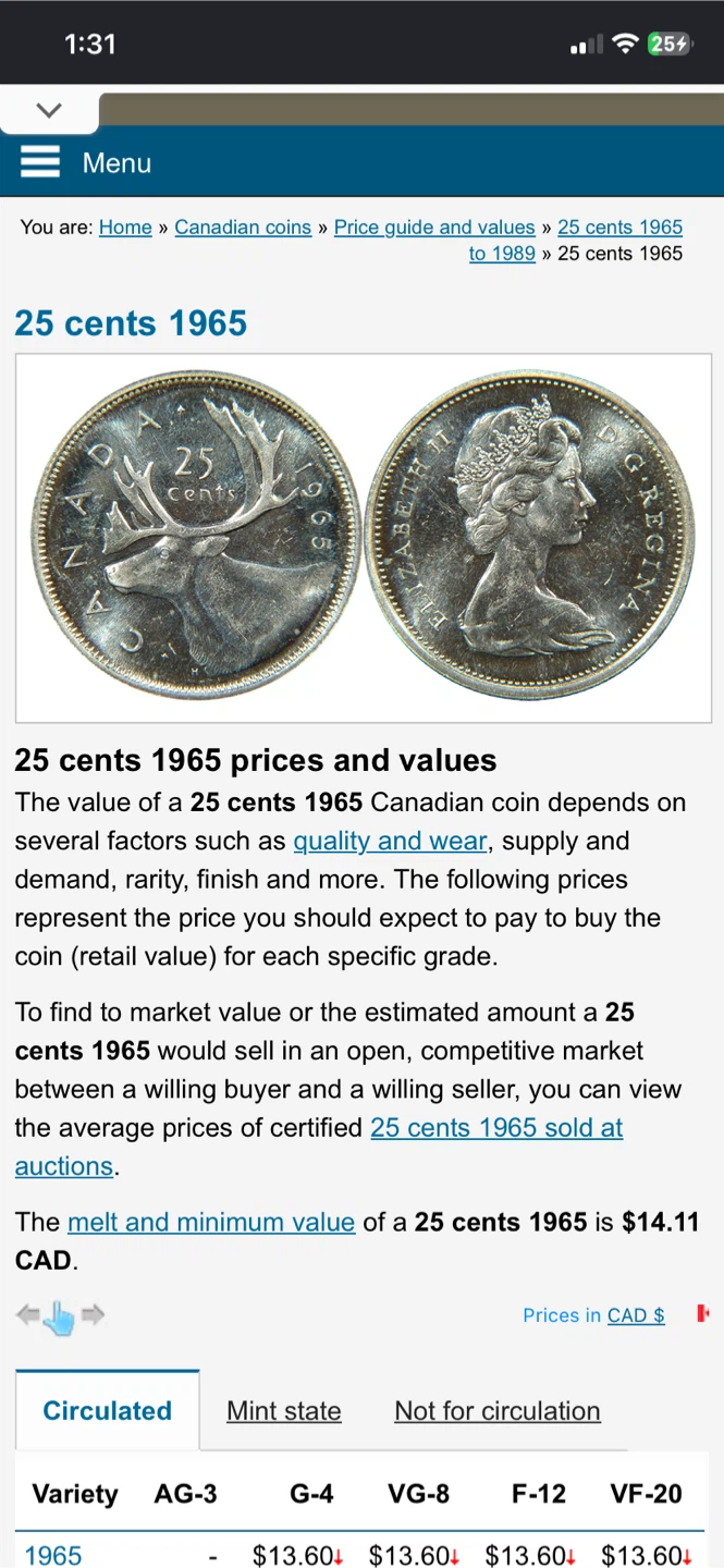 🇨🇦 1964 Canadian Silver Dollars + 1965 Silver Quarter 🪙 - photo 4