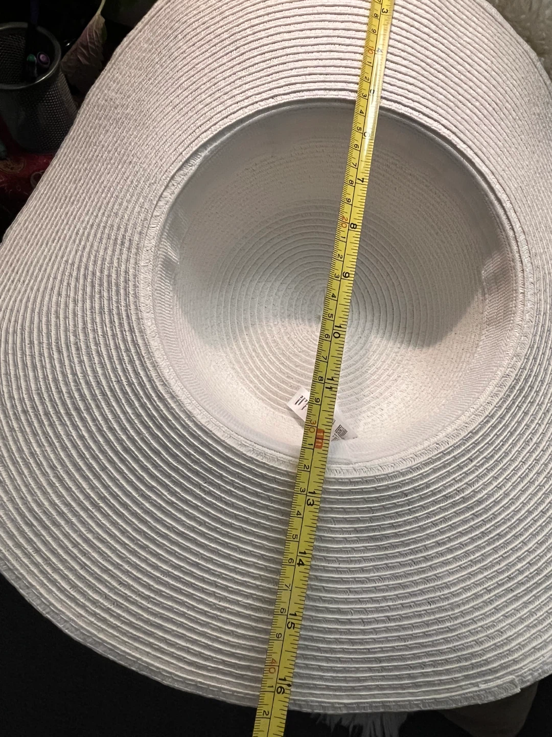 White Wide Brim Sun Hat with Gold Chain Detail - photo 2