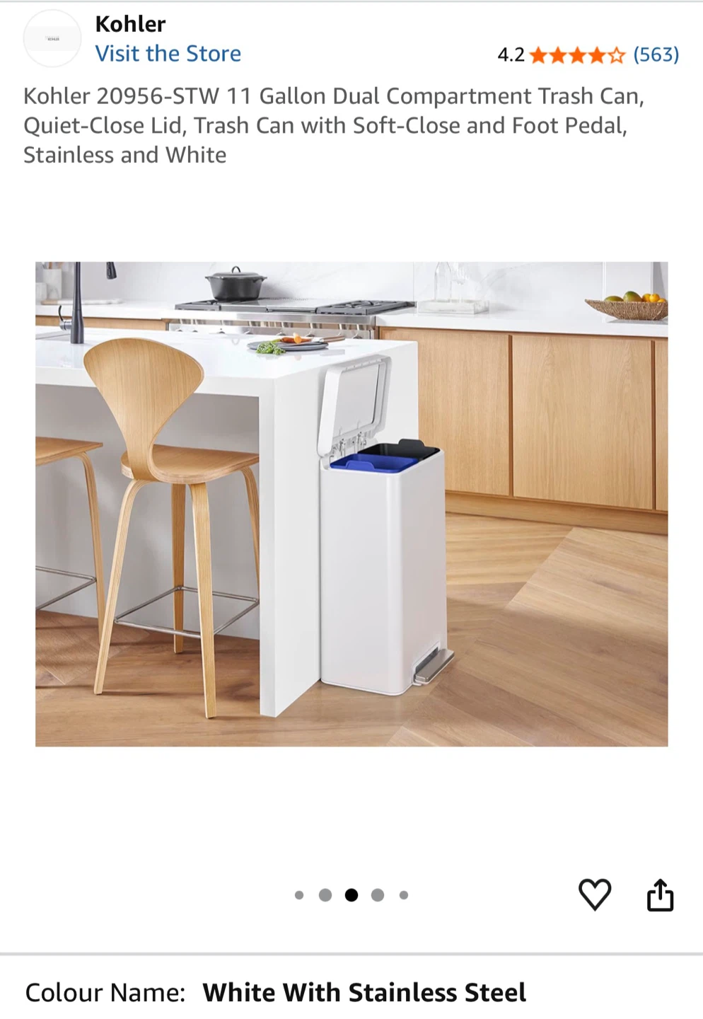Kohler 11 Gallon Dual Compartment Trash Can - photo 2