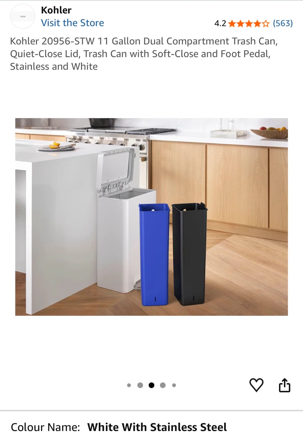 Kohler 11 Gallon Dual Compartment Trash Can - photo 3