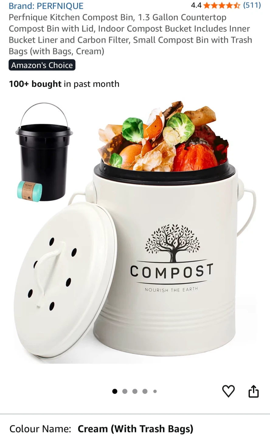 Compost Bin - 1.3 Gallon Cream