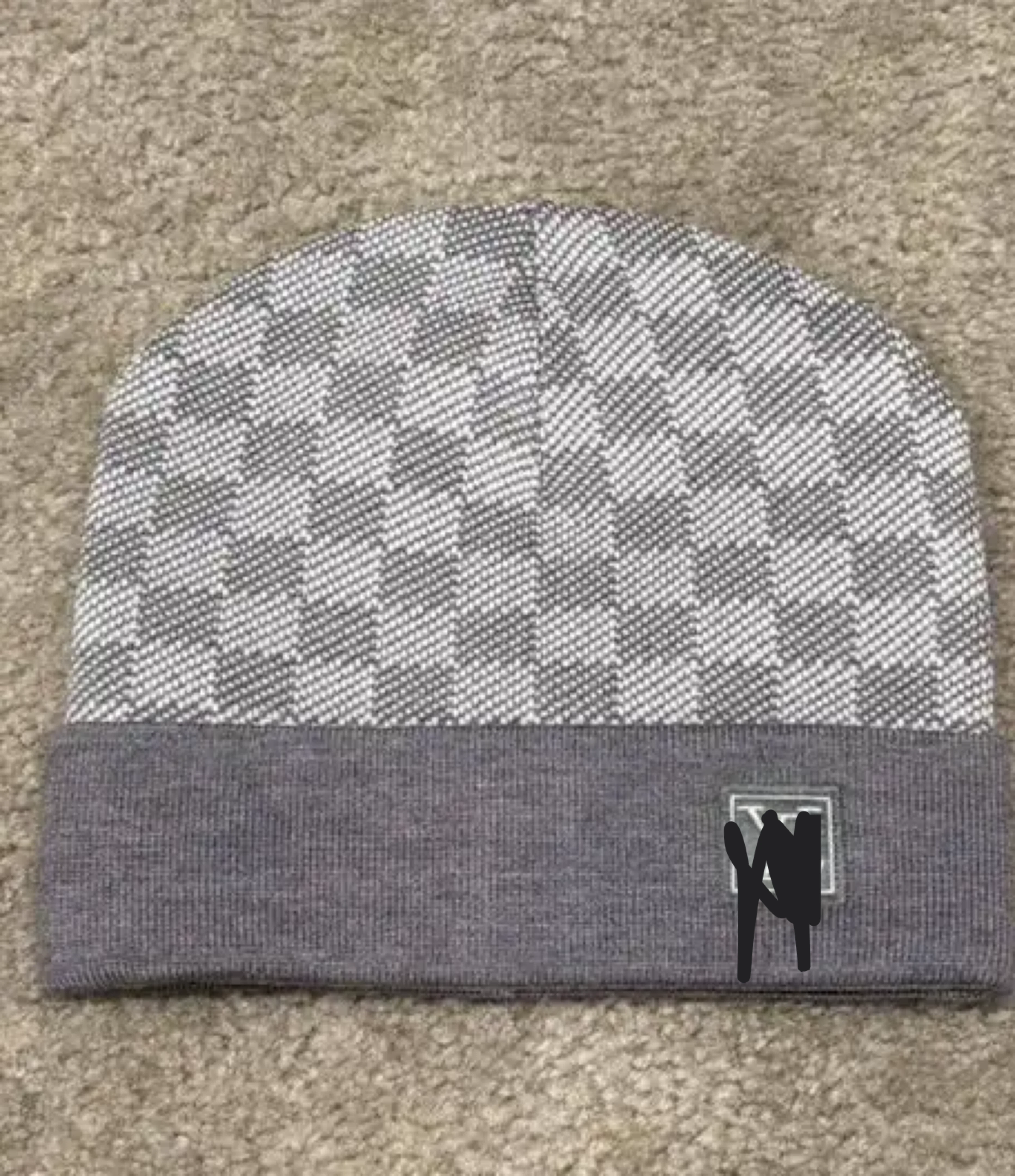 Grey Checkerboard Beanie