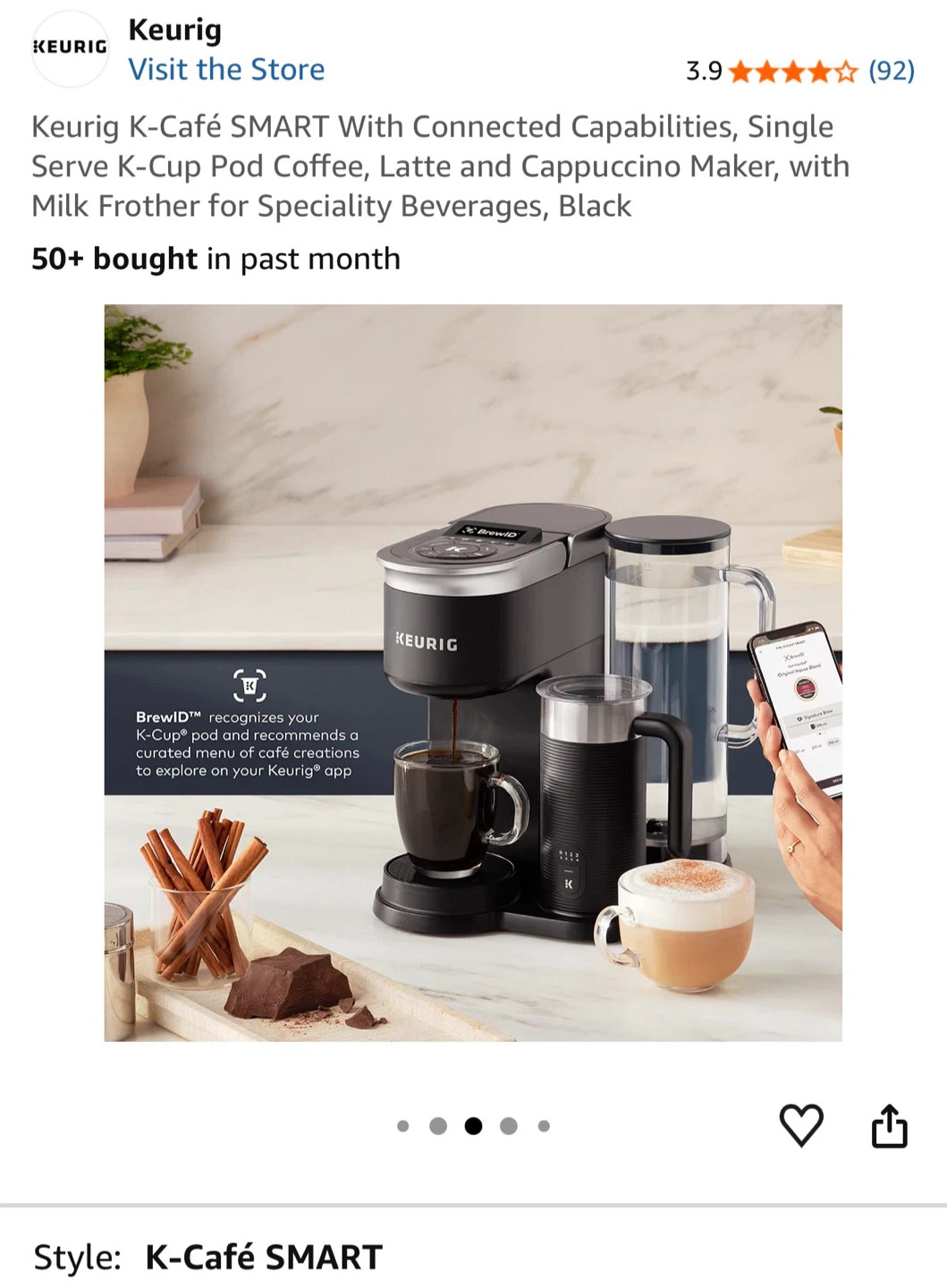 Keurig K-Café SMART Coffee Maker with Milk Frother, Black - photo 3