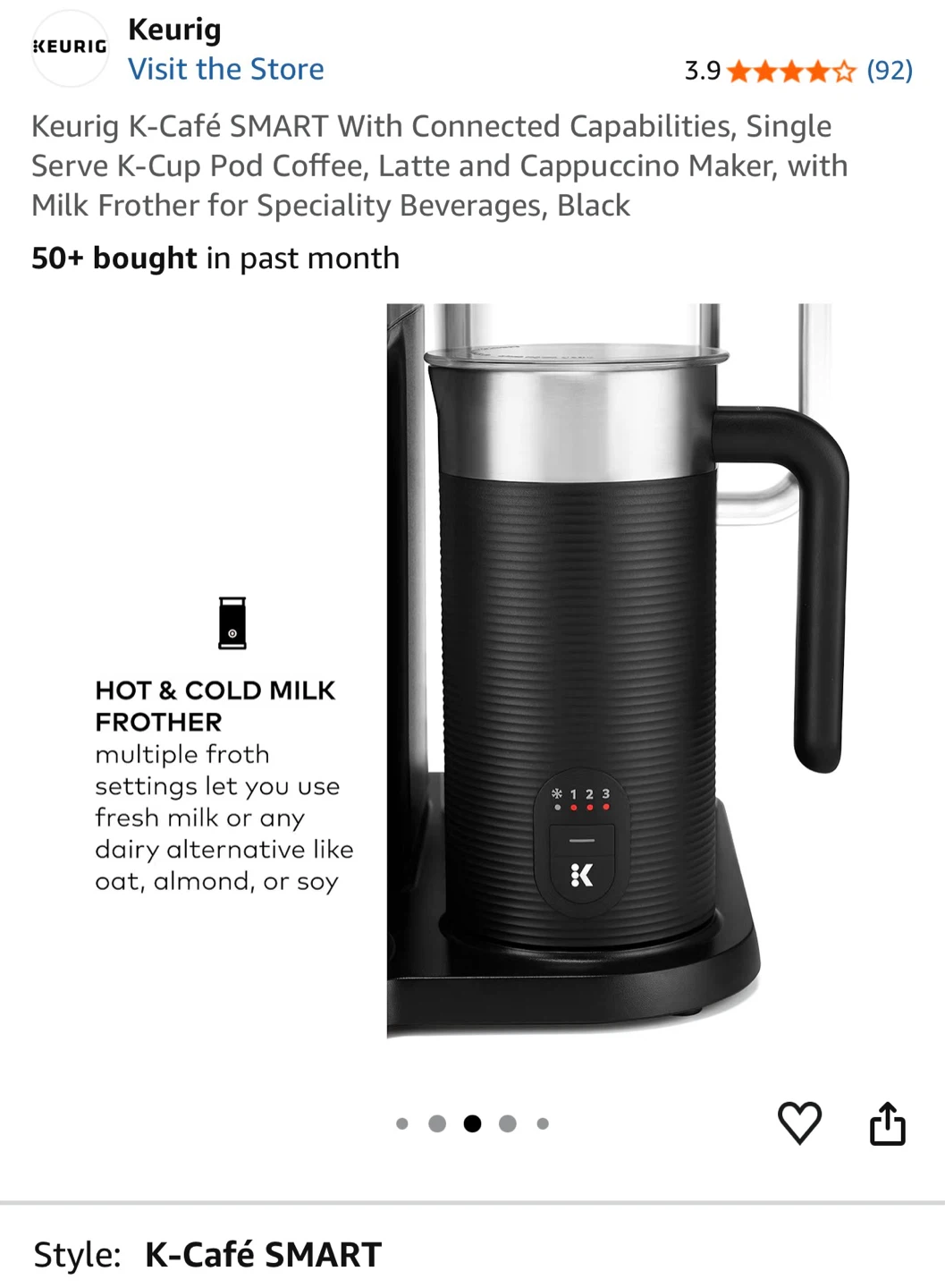 Keurig K-Café SMART Coffee Maker with Milk Frother, Black - photo 5