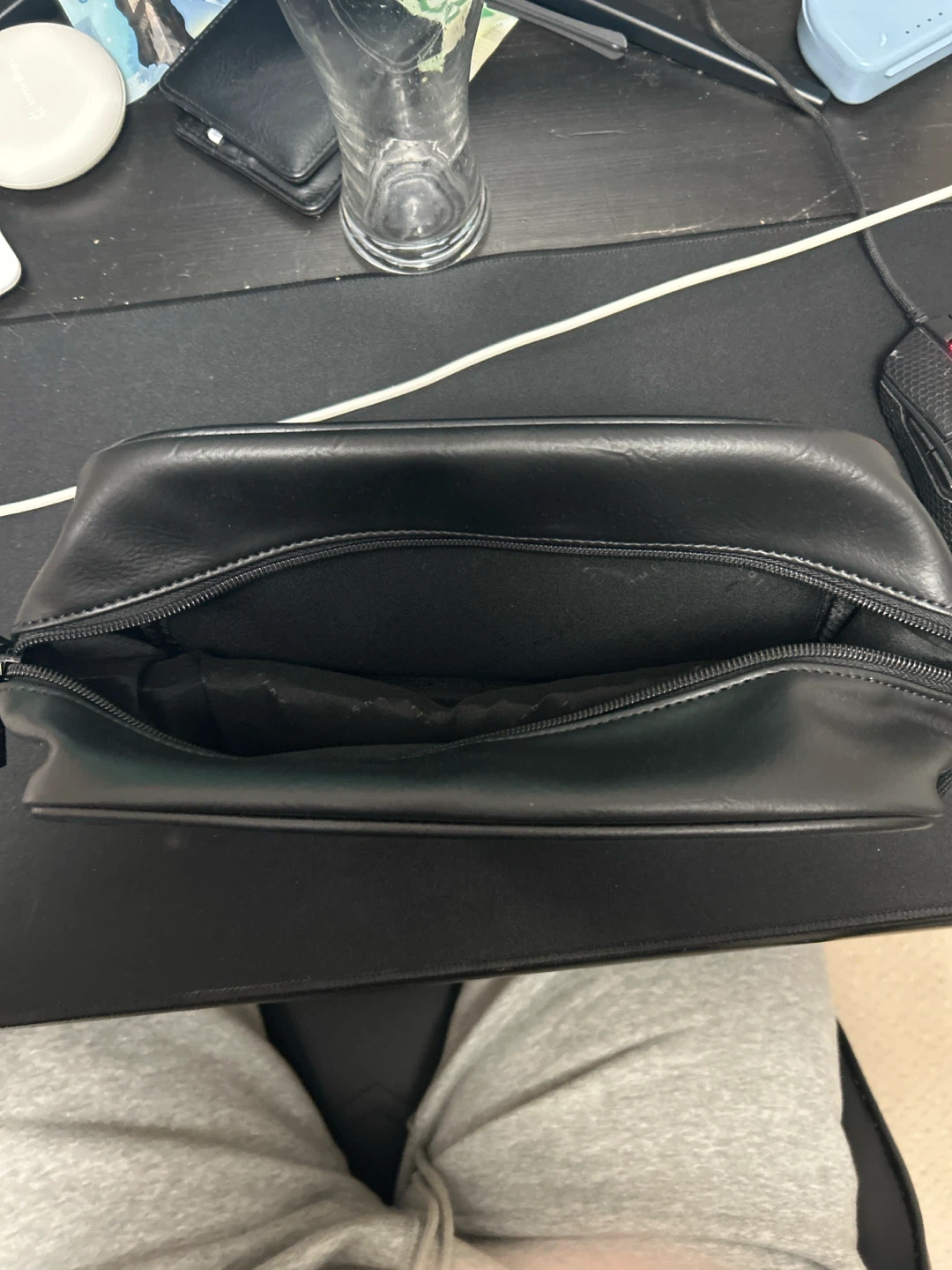 Bugatti Black Faux Leather Travel Toiletry Bag Pouch - photo 3