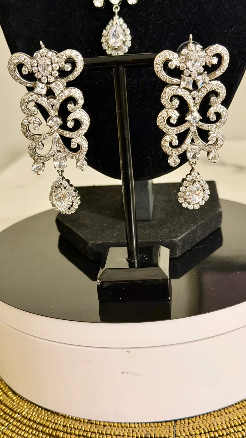 Rhodium plated AD Necklace and Earring Set - photo 3