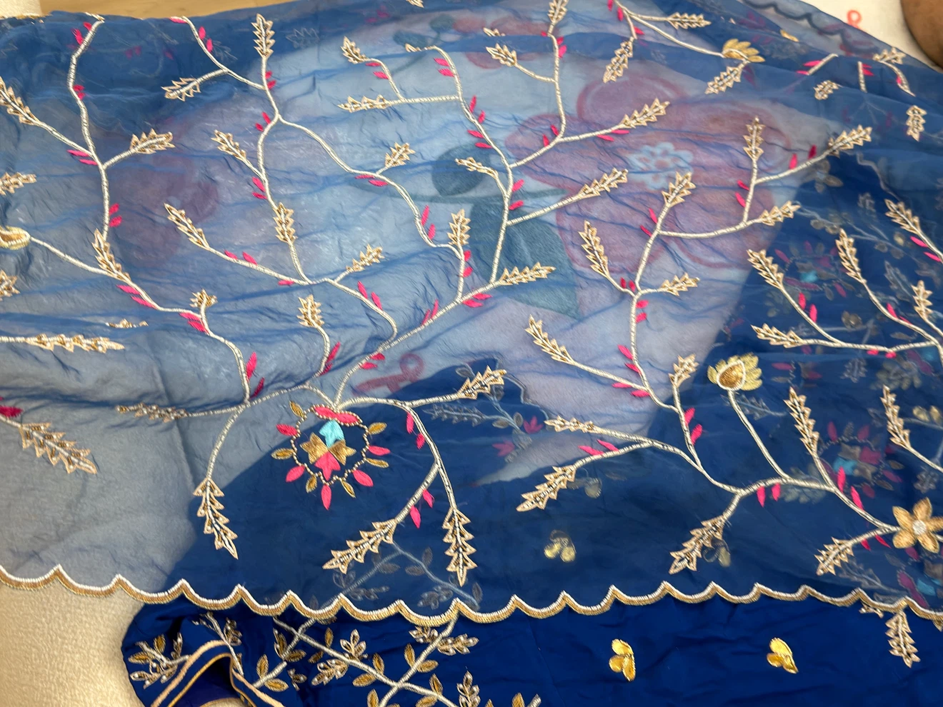 Blue Embroidered Salwar Kameez Dupatta Set