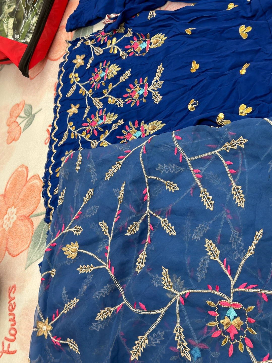 Blue Embroidered Salwar Kameez Dupatta Set - photo 2
