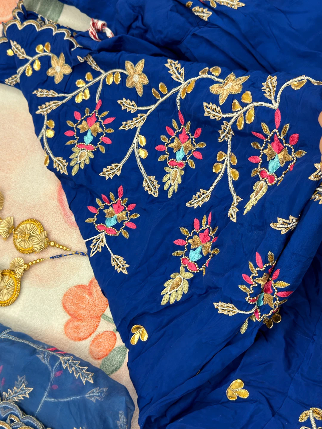 Blue Embroidered Salwar Kameez Dupatta Set - photo 5