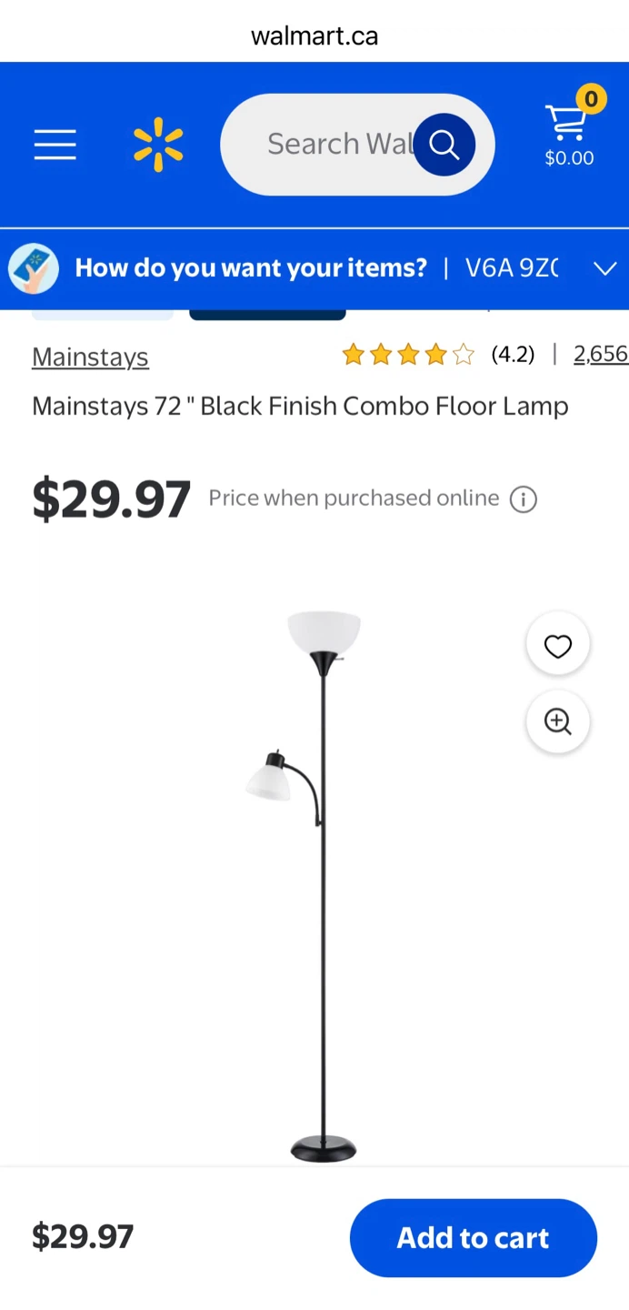 Black Combo Floor Lamp with Adjustable Reading Light