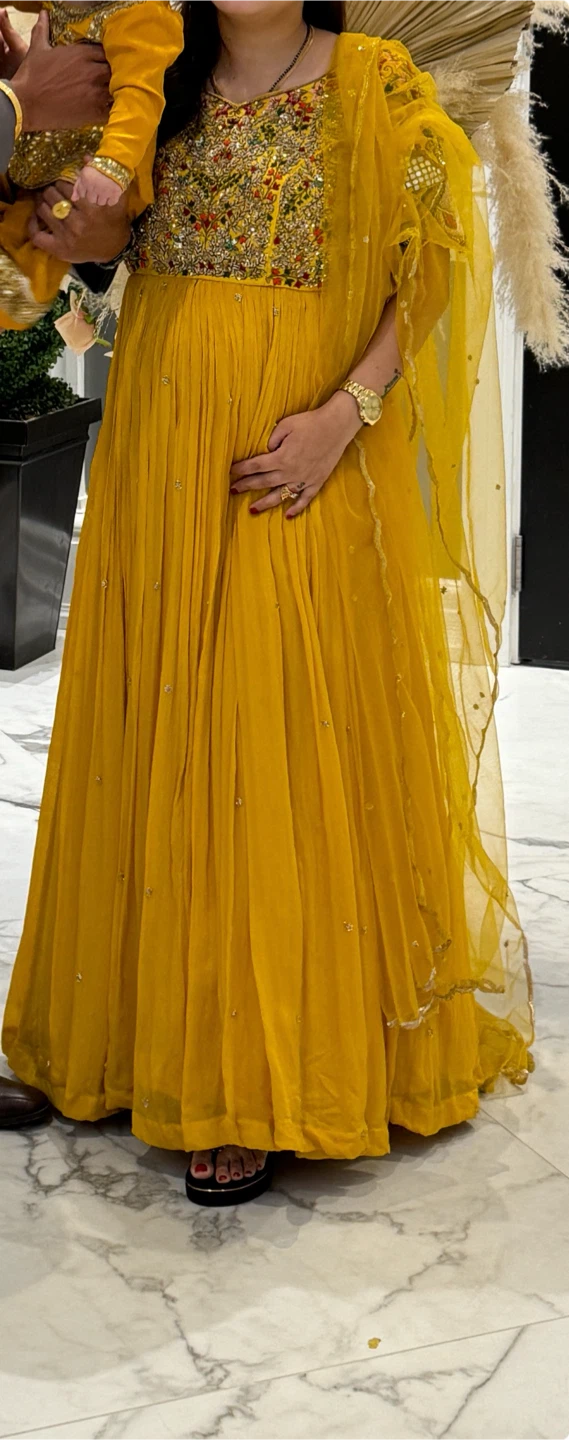 Yellow Embroidered Anarkali Dress