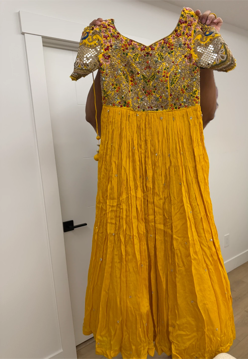 Yellow Embroidered Anarkali Dress - photo 3
