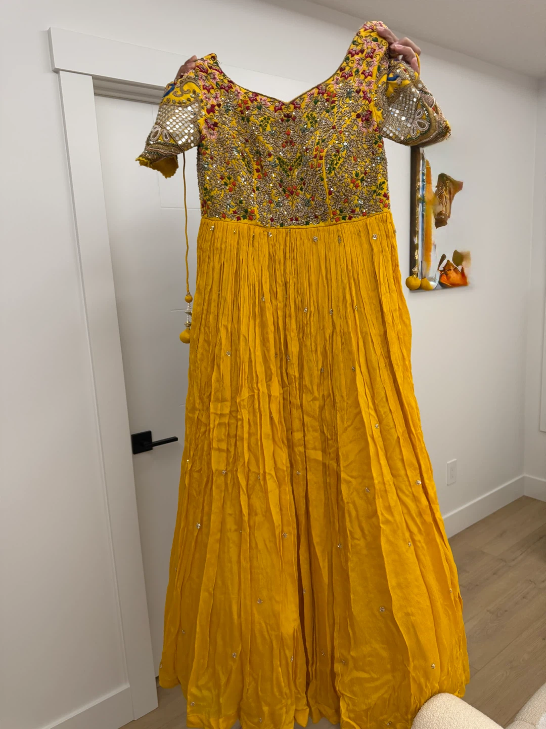 Yellow Embroidered Anarkali Dress - photo 4