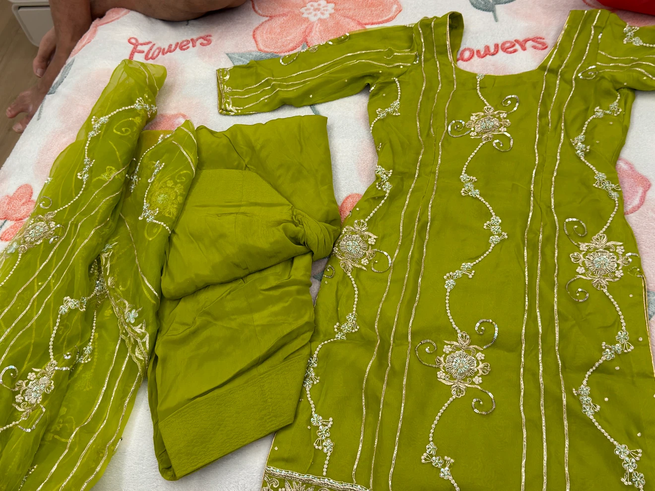 Lime Green Embroidered Salwar Kameez Suit - photo 3
