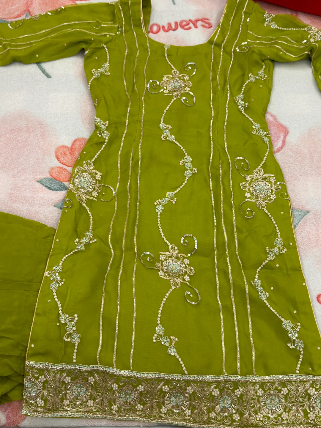 Lime Green Embroidered Salwar Kameez Suit - photo 5