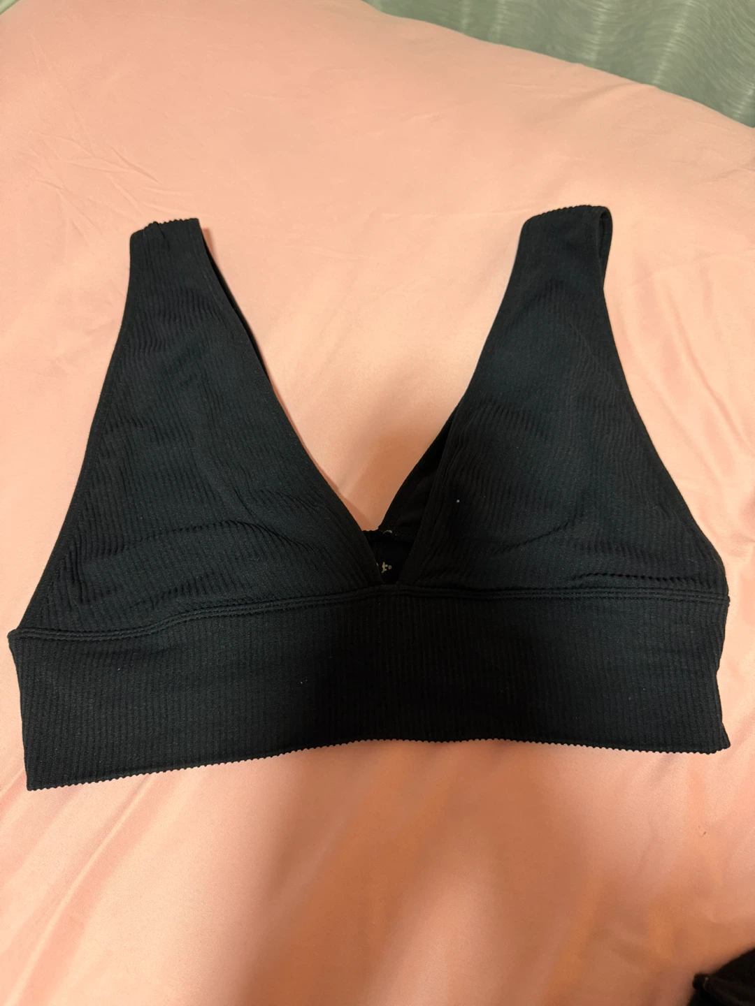 GARAGE Black Ribbed V-Neck Bralette