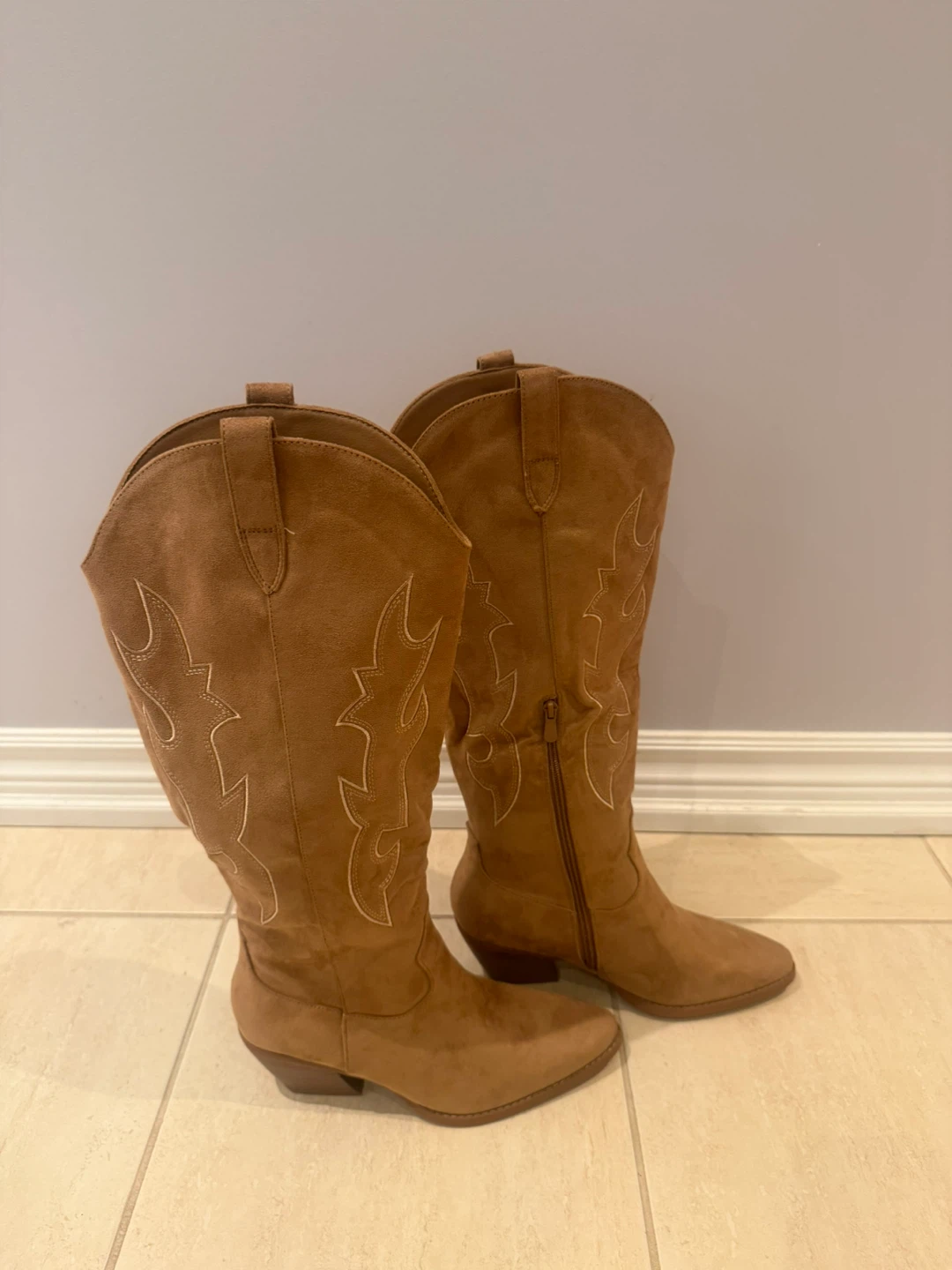 Brown Suede Western Cowboy Boots