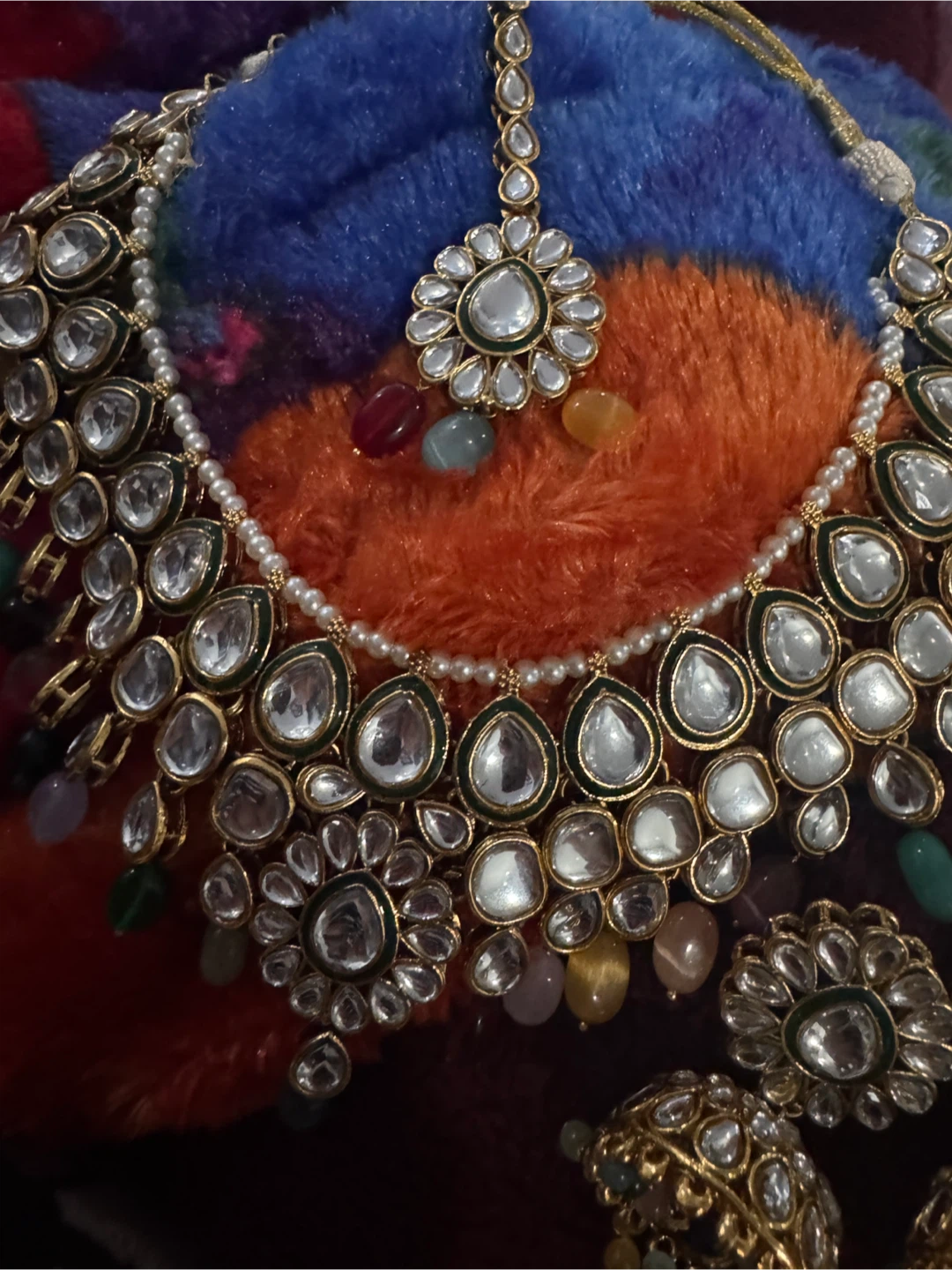 Indian Jewellery Set Necklace Earrings Tikka