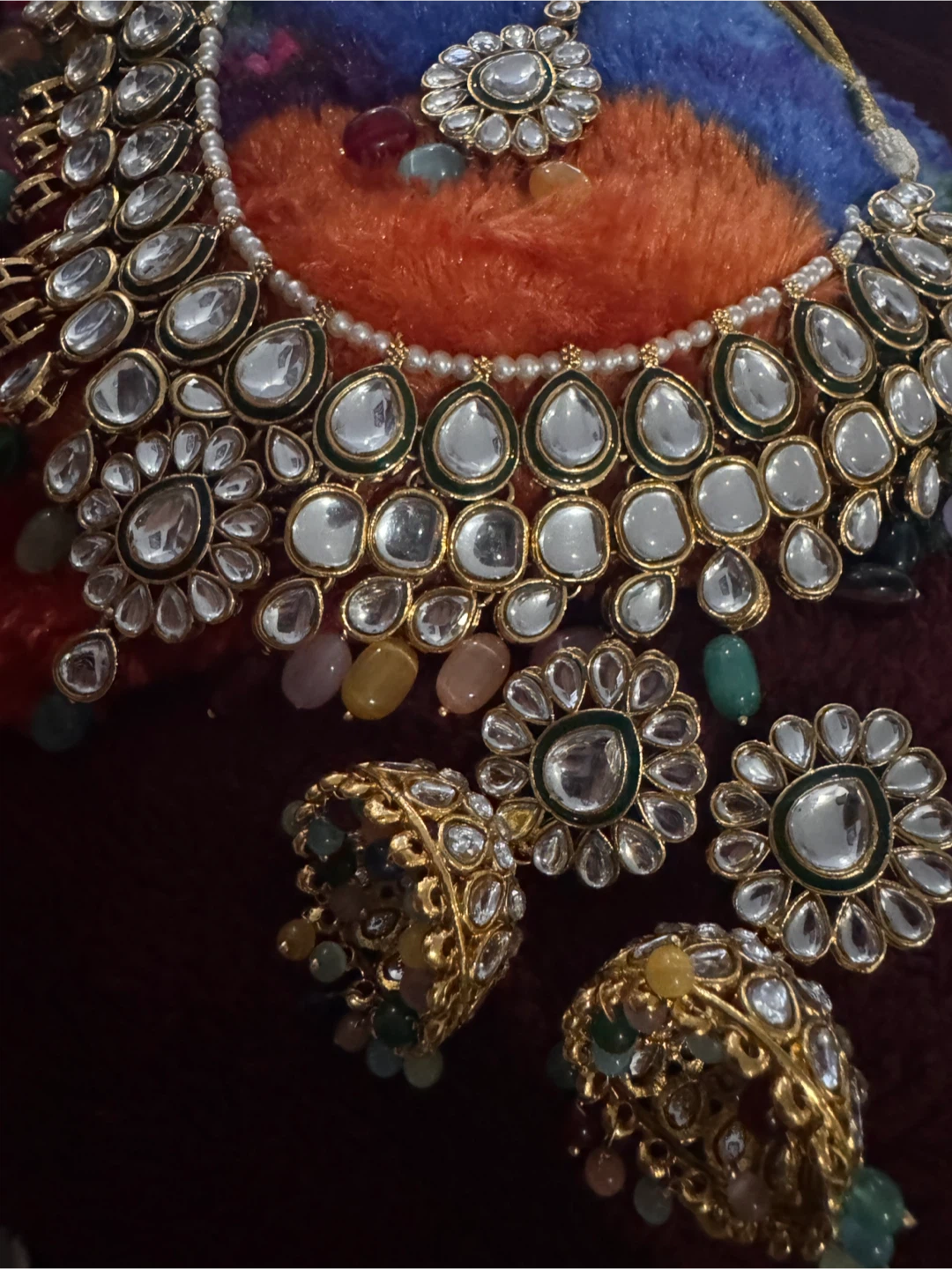 Indian Jewellery Set Necklace Earrings Tikka - photo 2
