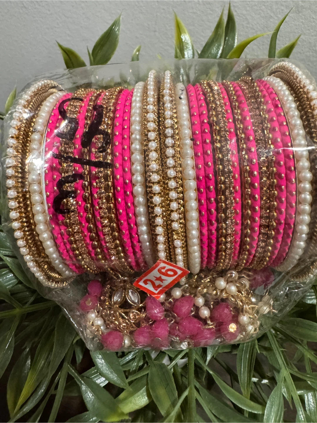 Pink and White Bangle Set 2:6