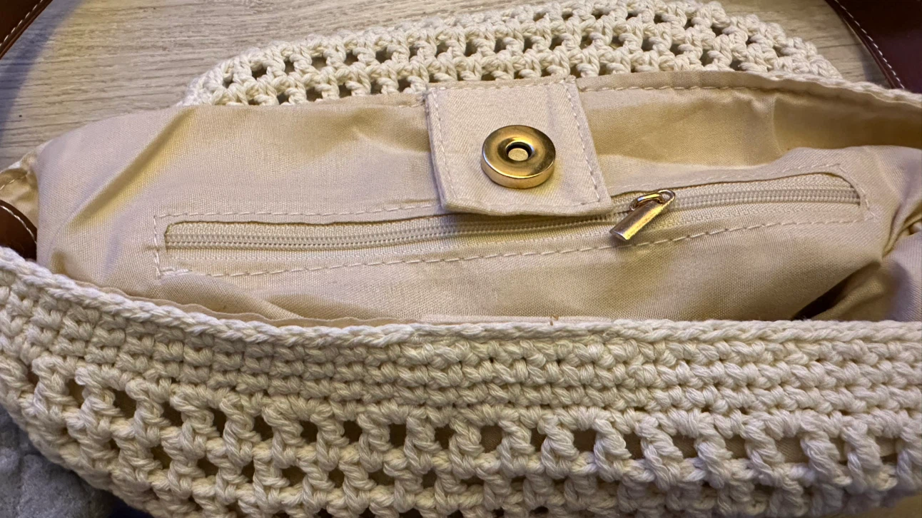 Crocheted Tote Bag with Faux Leather Accents - photo 5