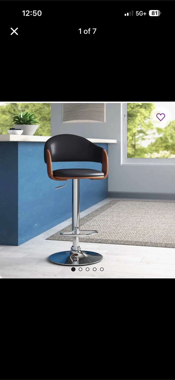 Claireville Swivel Adjustable Height Faux Leather Mid-Century