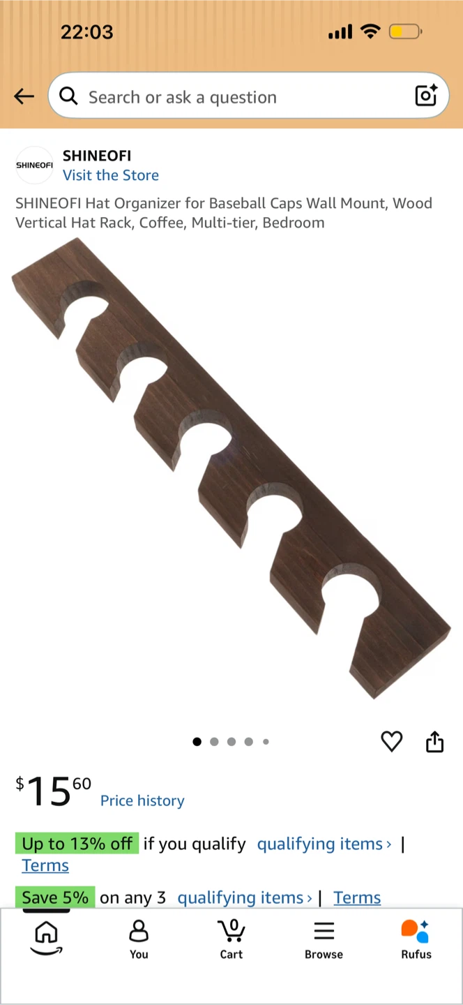 SHINEOFI Hat Organizer Wall Mount Wood - photo 2