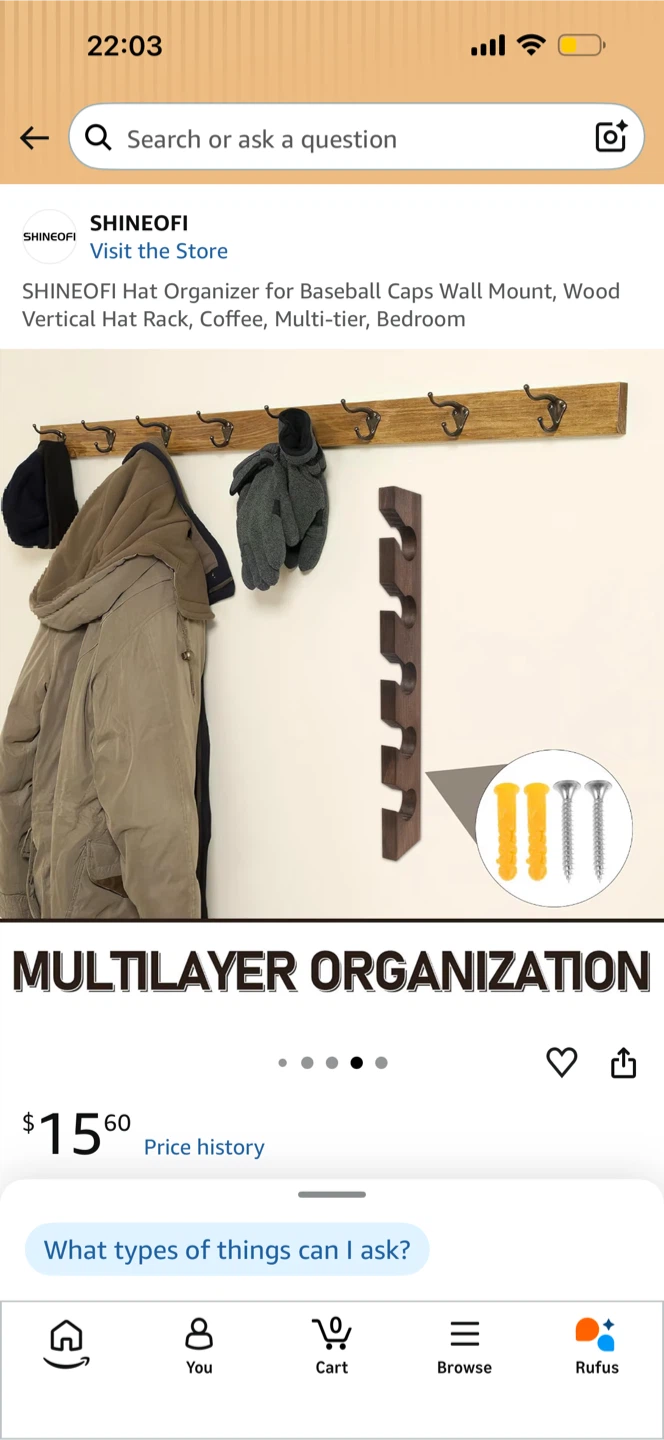 SHINEOFI Hat Organizer Wall Mount Wood - photo 3