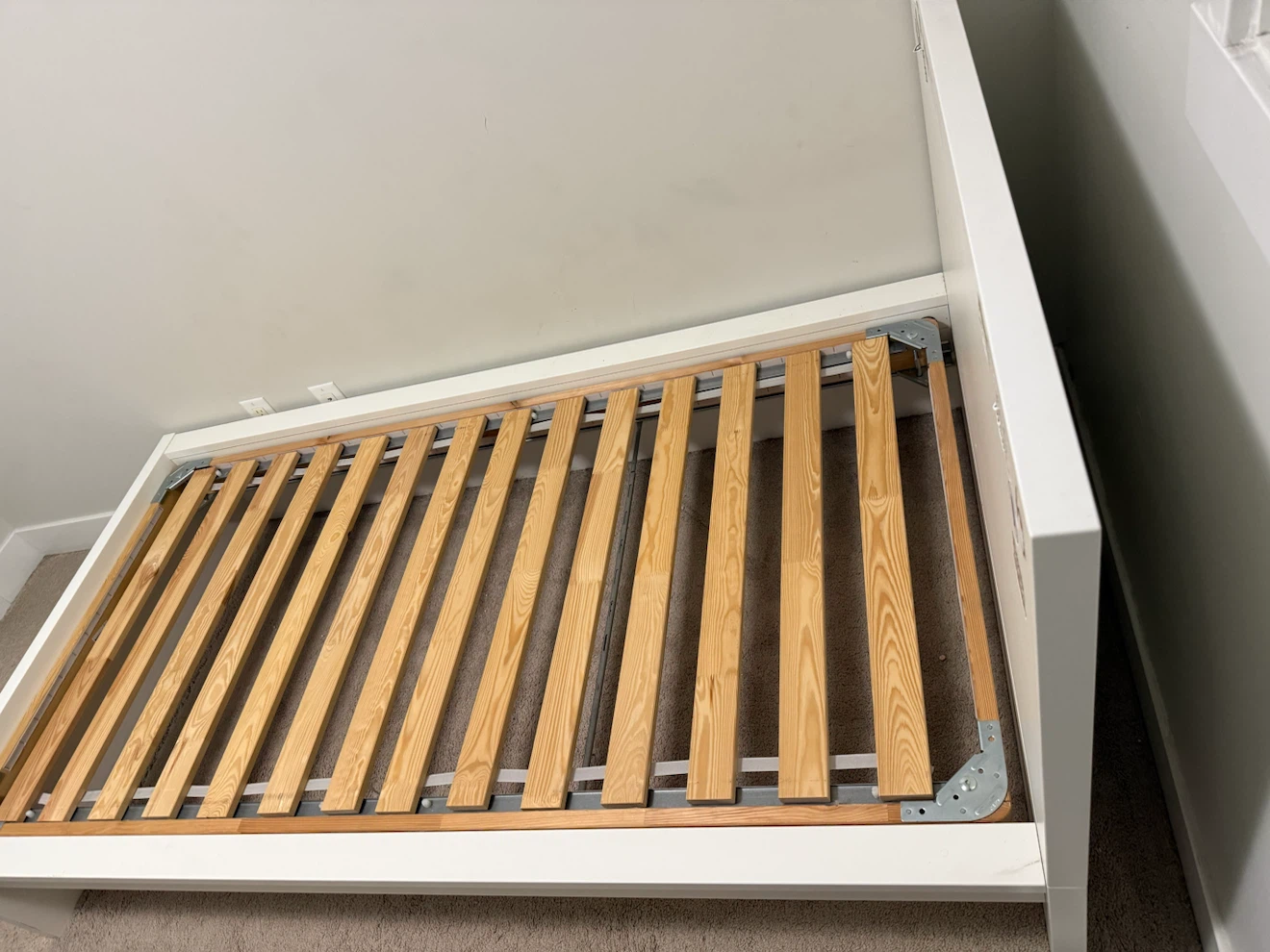 White IKEA Single Bed Frame with Slats - photo 2