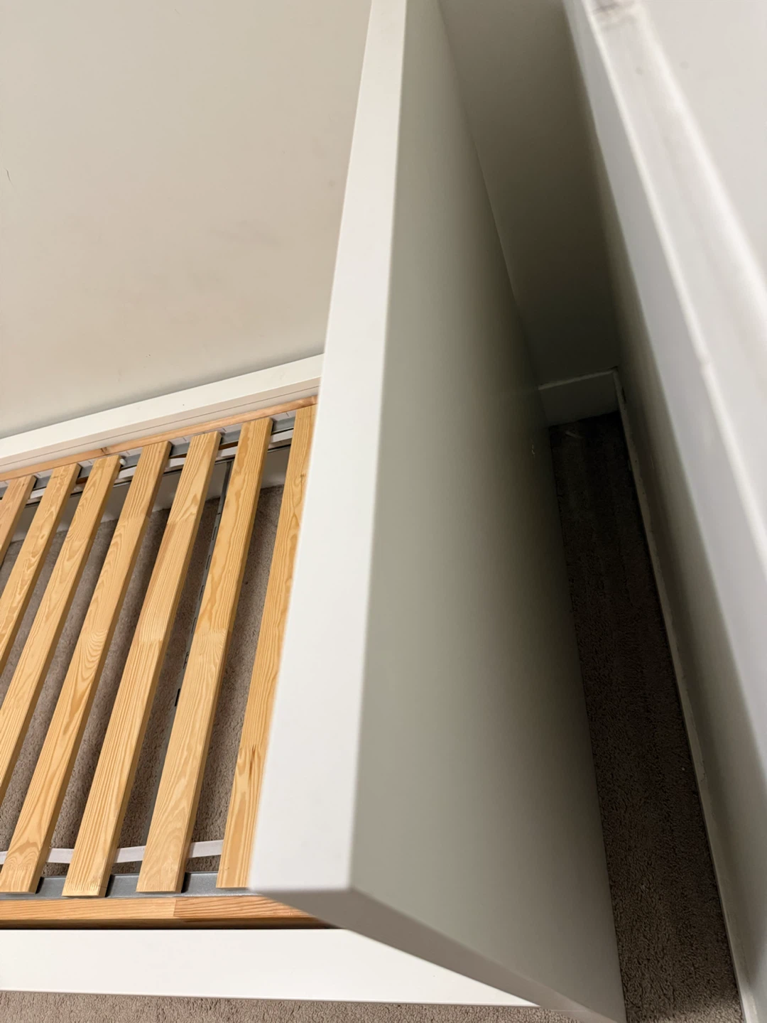 White IKEA Single Bed Frame with Slats - photo 3