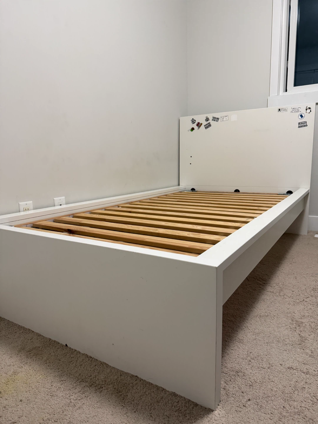 White IKEA Single Bed Frame with Slats - photo 5