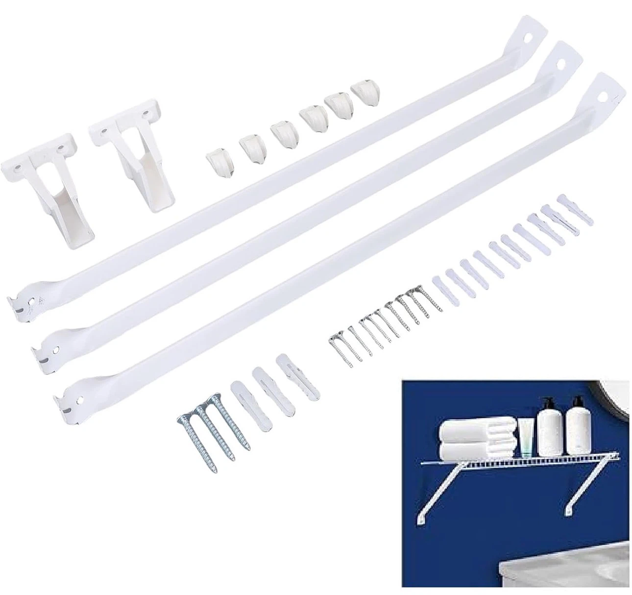 White Shelf Brackets and Hardware Kit
