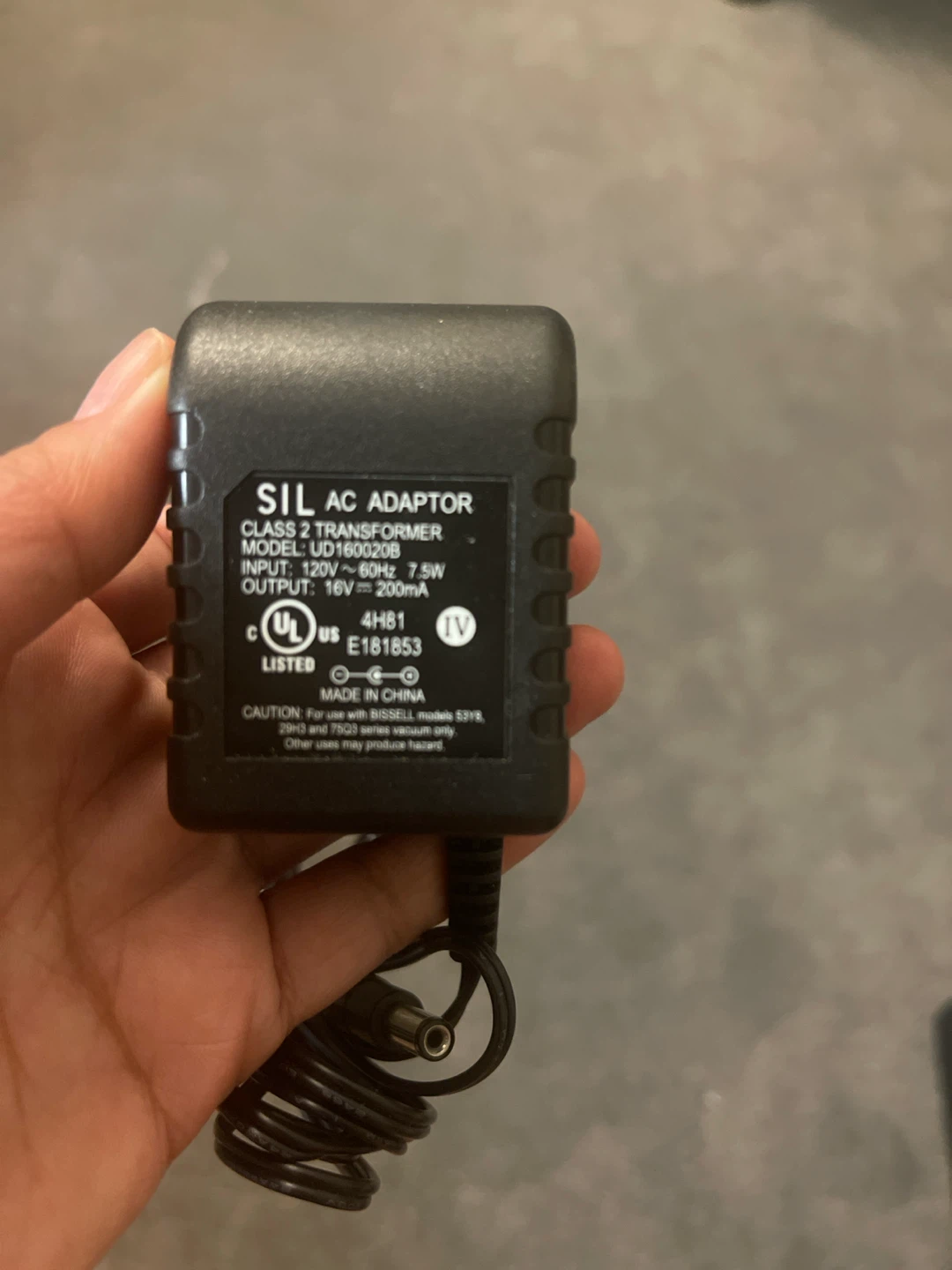 SIL AC Adaptor Class 2 Transformer UD160020B