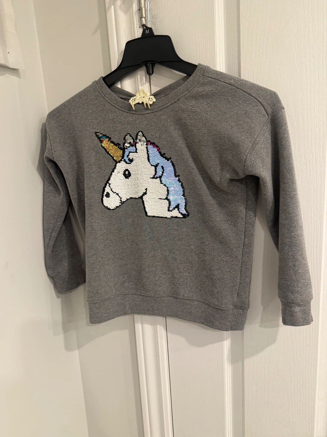 Grey Unicorn Sequin Sweatshirt - Size small